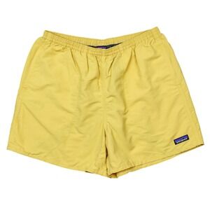 Patagonia Baggies Shorts Mens Large Yellow 5 Inch Inseam Recycled Nylon Mesh